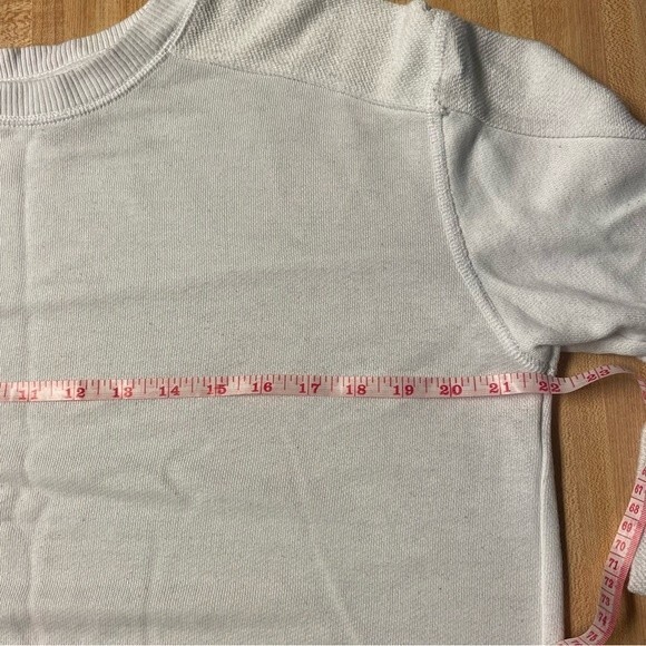 aerie crewneck cropped distressed white athletic sweater cotton blend - Picture 9 of 10
